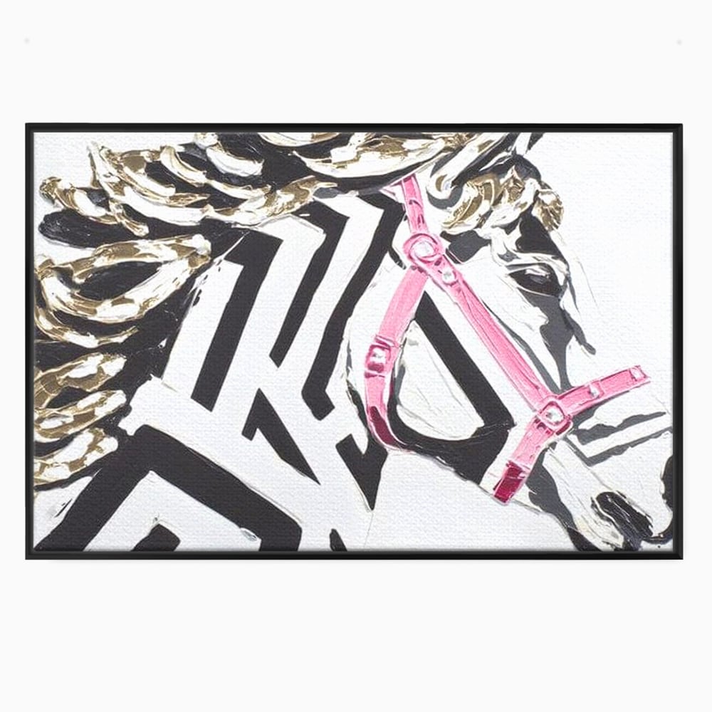 Tablou canvas cu tablou canvas cu cap de armasar, in rama de aluminiu negru