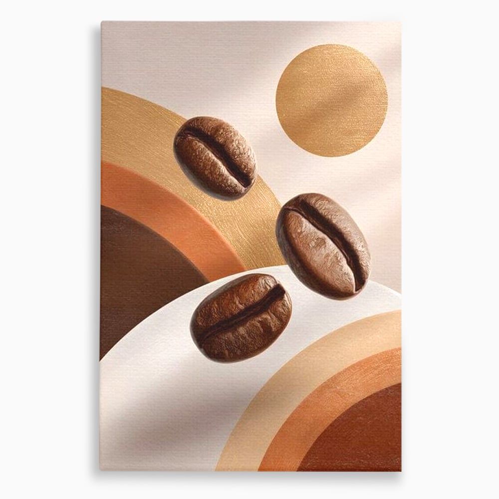 Tablou canvas cu tablou canvas cu boabe de cafea, fara rama, pe sasiu de lemn