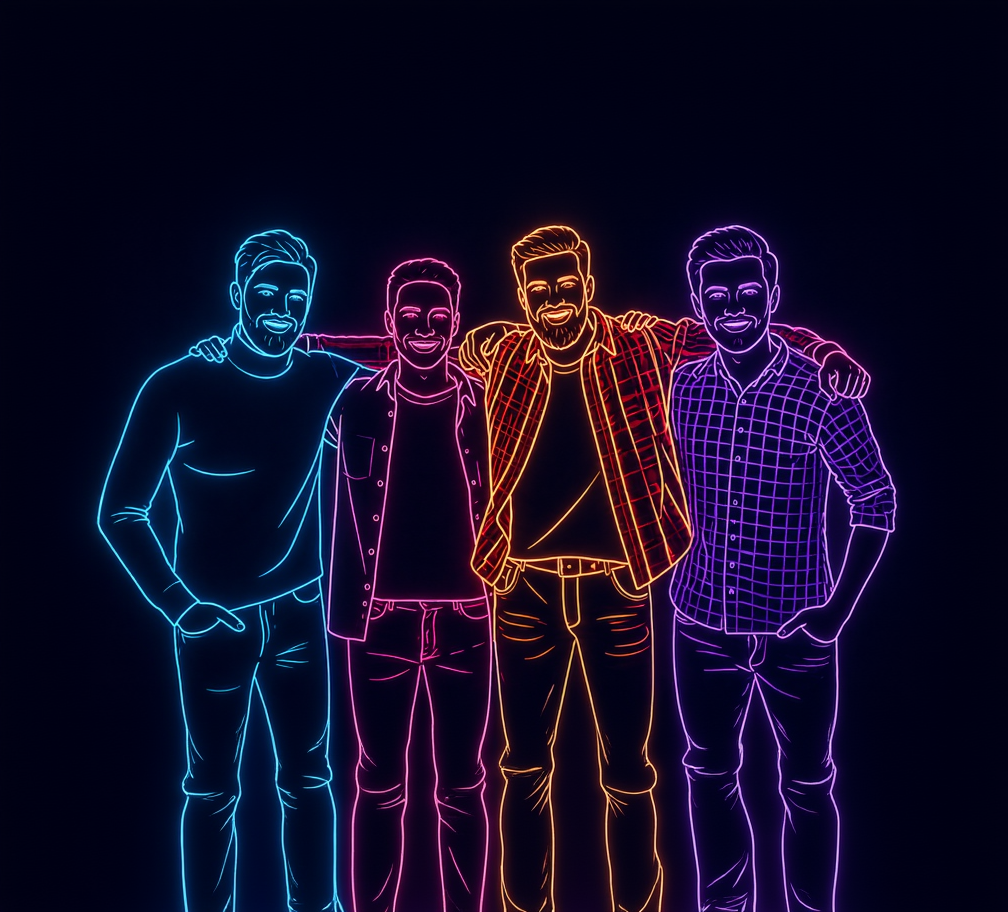 Tablou canvas cu patru prieteni in stil neon