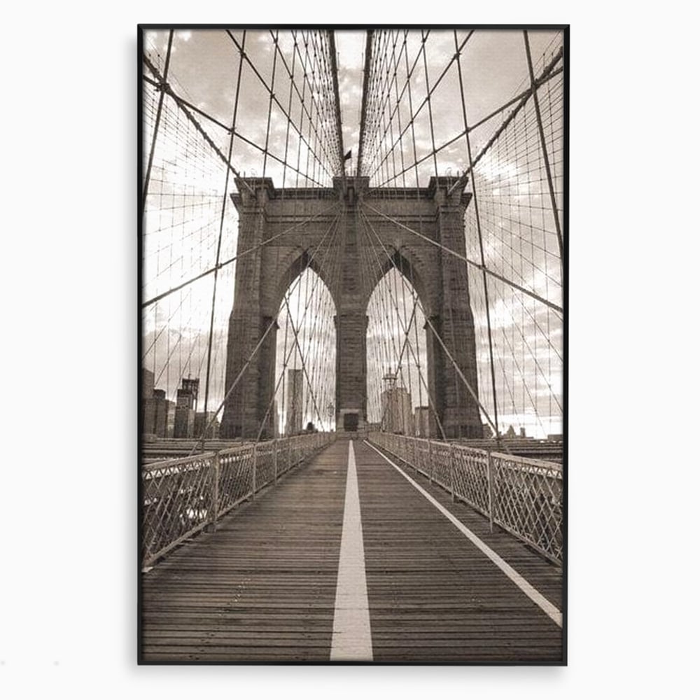 Tablou canvas cu fotografie verticala cu podul din new york, in rama de aluminiu negru