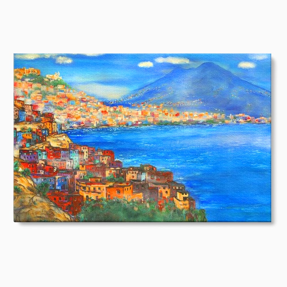 Tablou canvas cu tablou canvas cu peisaj din napoli, fara rama, pe sasiu de lemn