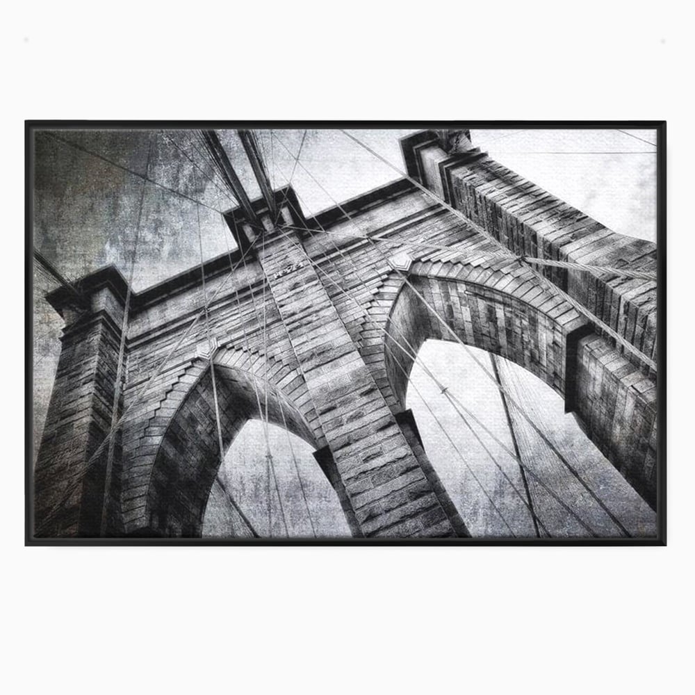 Tablou canvas cu tablou canvas cu podul brooklyn, in rama de aluminiu negru