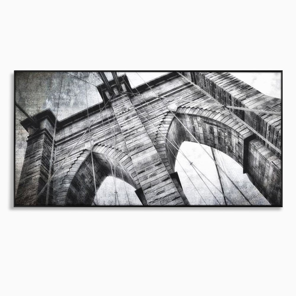 Tablou canvas cu tablou canvas cu podul brooklyn, in rama de aluminiu negru