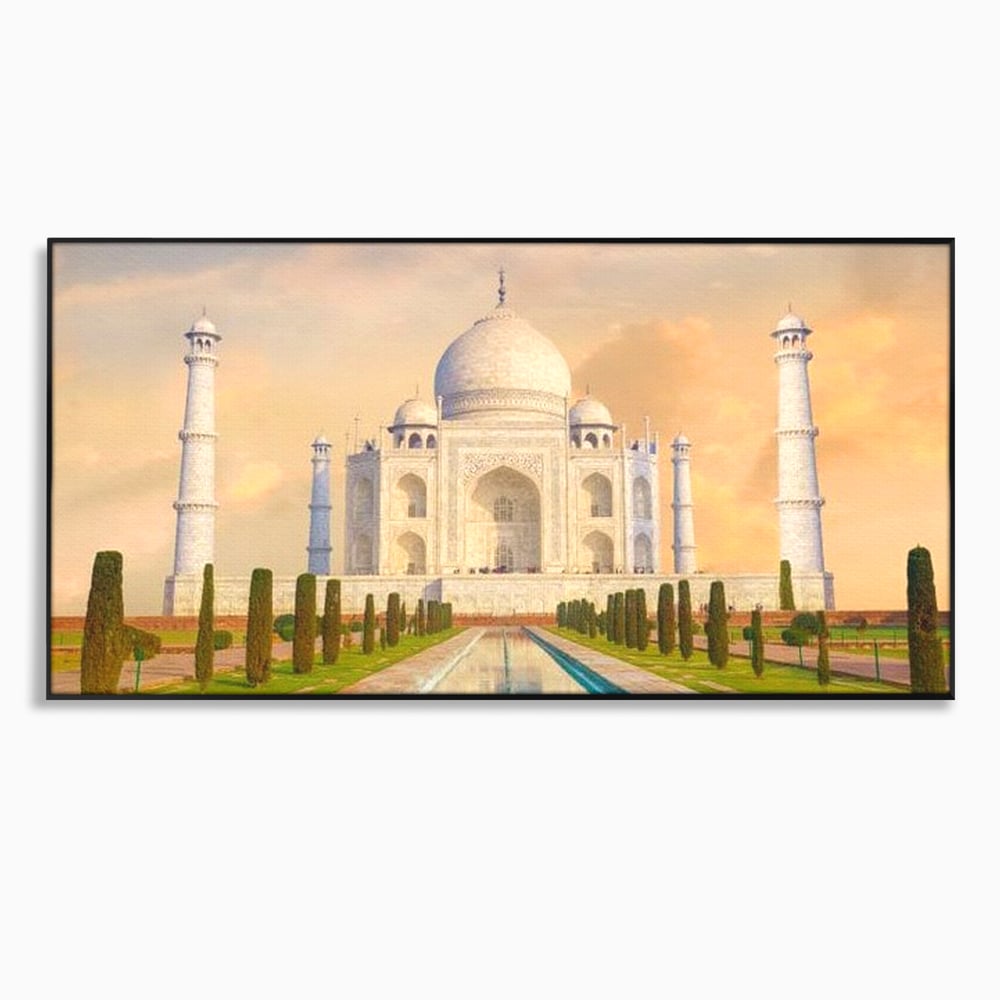 Tablou canvas cu tablou canvas cu taj mahal, in rama de aluminiu negru