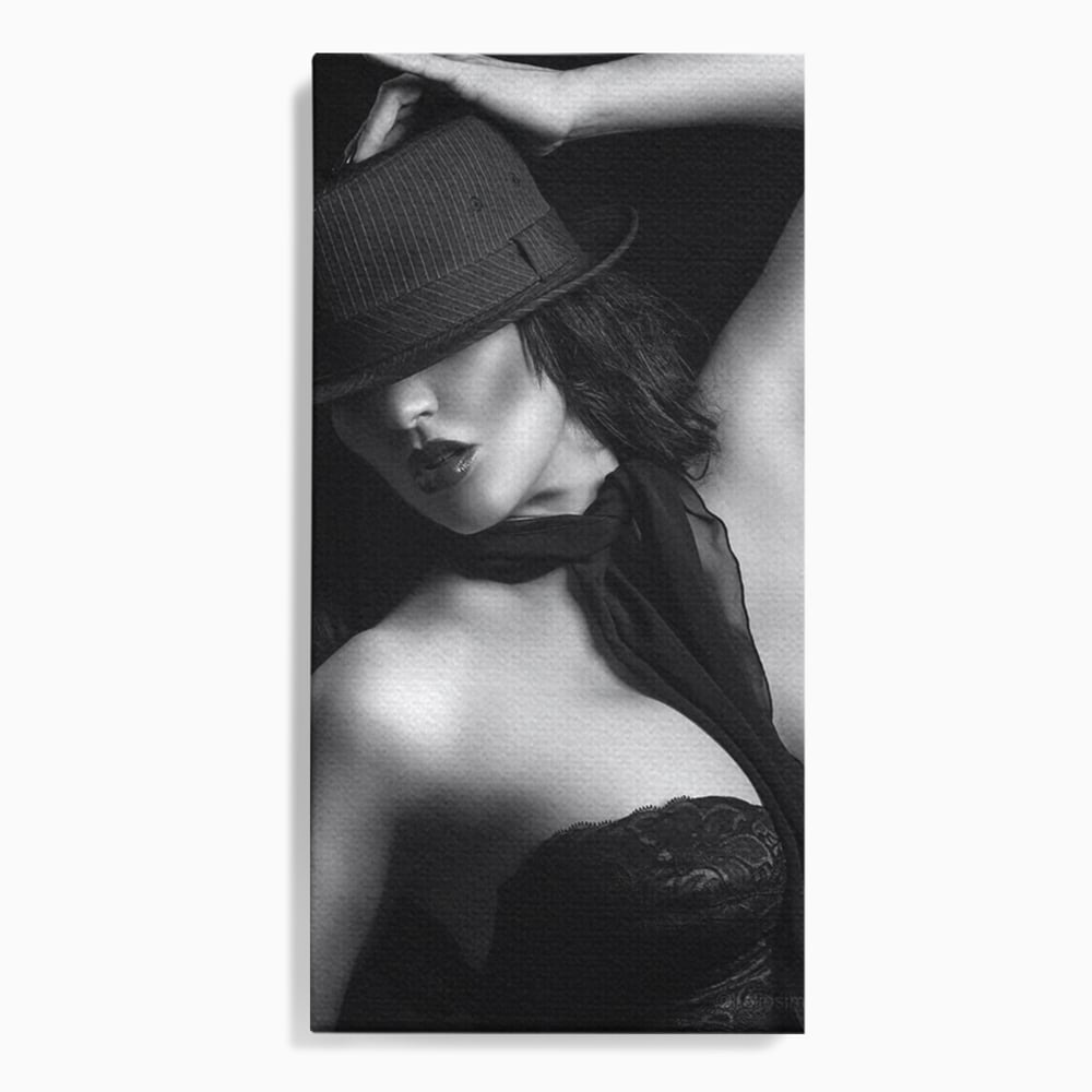 Tablou canvas cu tablou canvas portret feminin noir, fara rama, pe sasiu de lemn