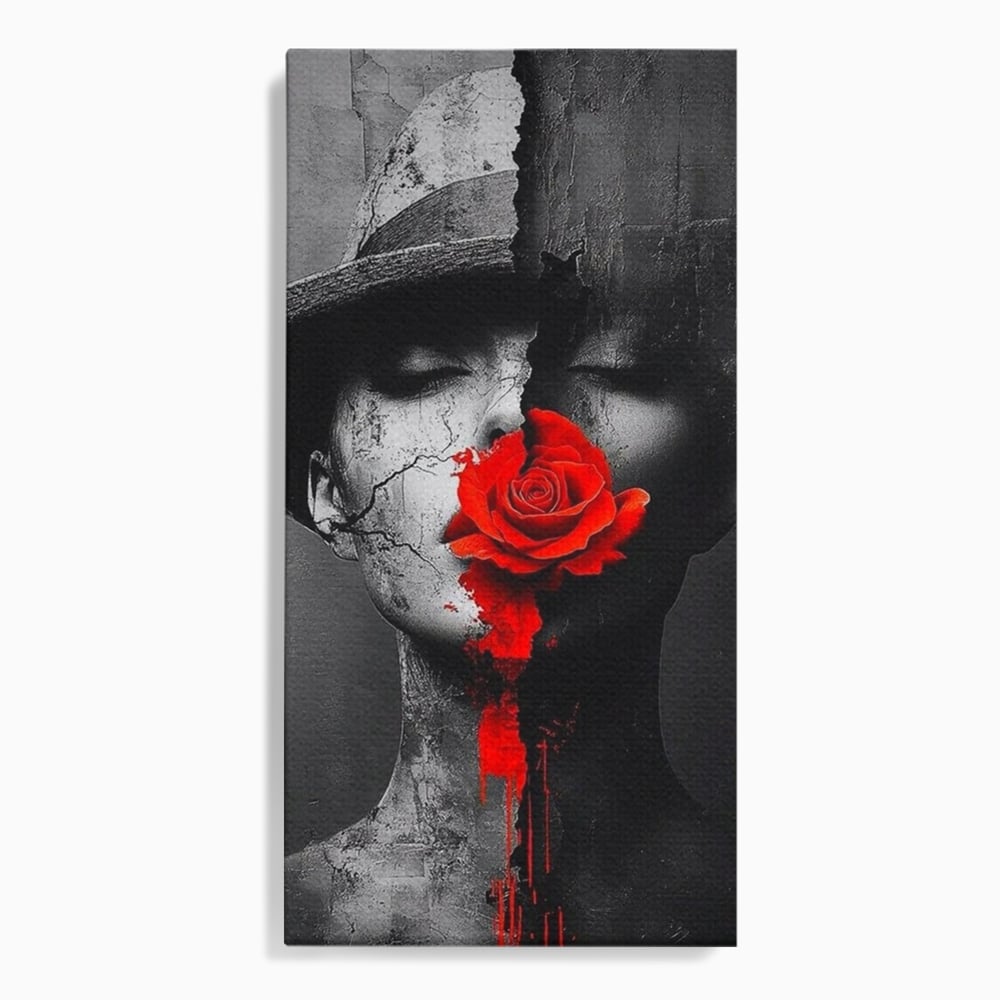 Tablou canvas cu tablou canvas cu chip de femeie, fara rama, pe sasiu de lemn