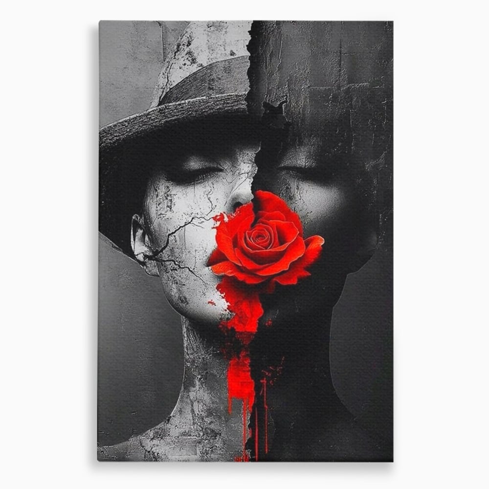 Tablou canvas cu tablou canvas cu chip de femeie, fara rama, pe sasiu de lemn