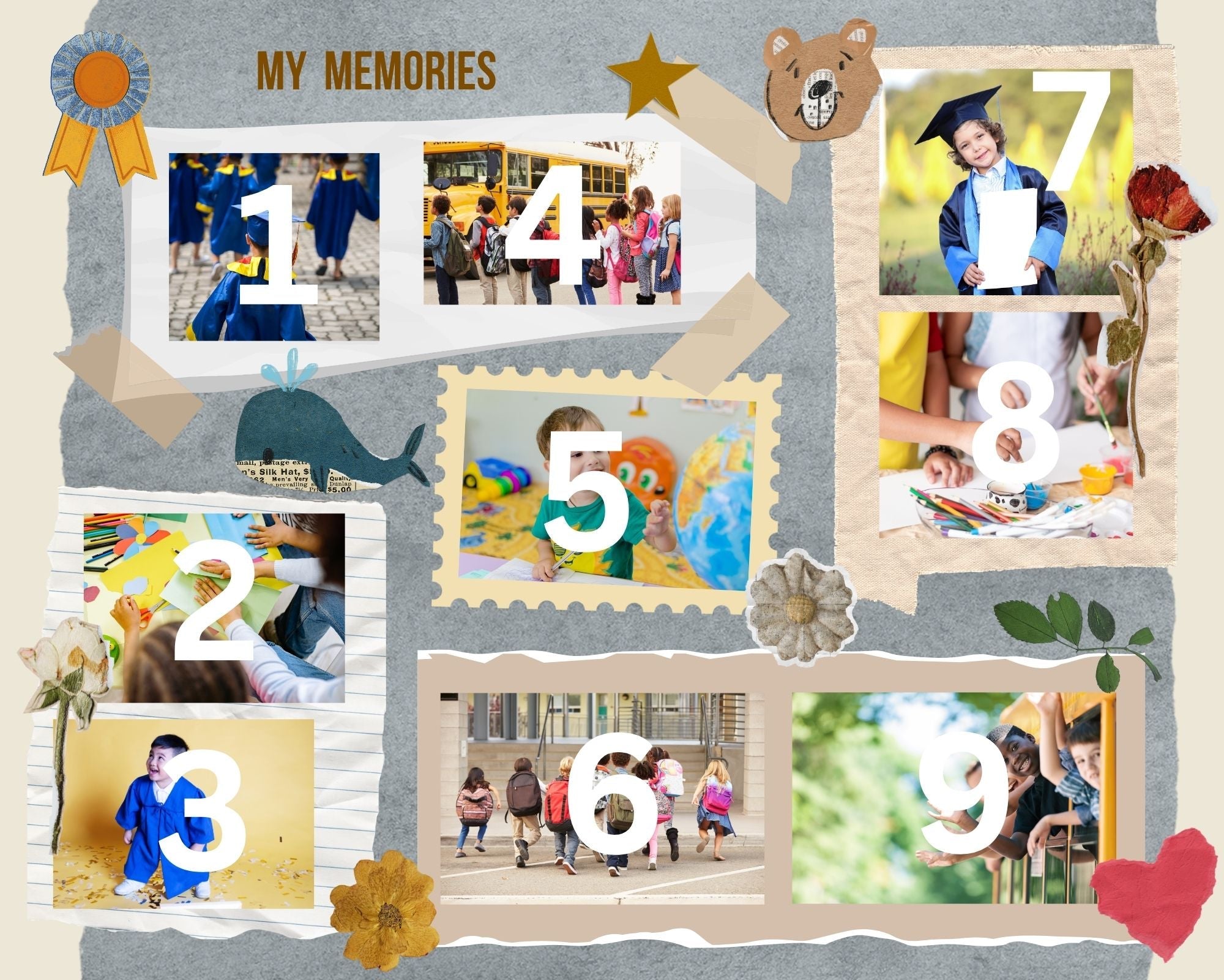 Tablou canvas cu colaj foto scolastic, tablou canvas pentru perete