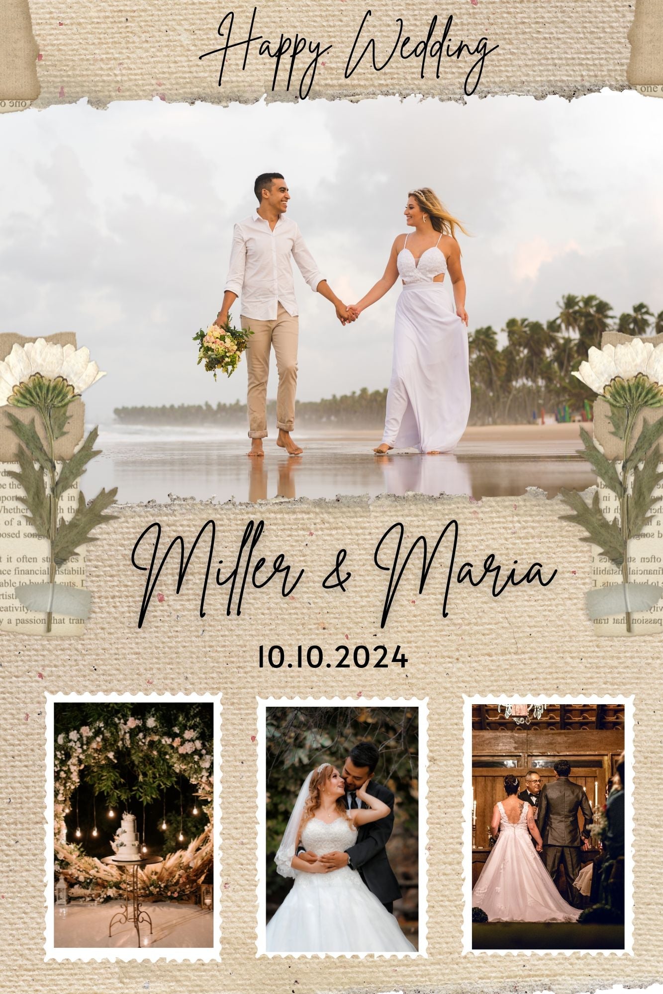 Tablou canvas cu tablou canvas personalizat cu fotografii de nunta