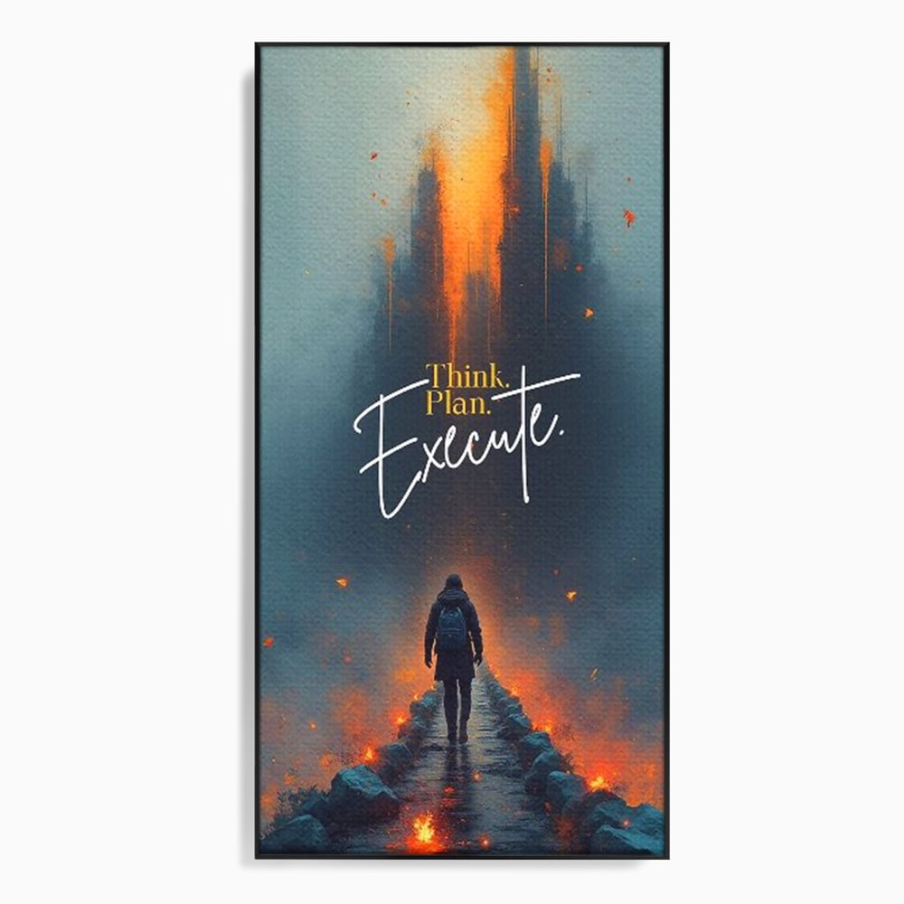 Tablou canvas cu tablou canvas cu calator pe pod, in rama de aluminiu negru