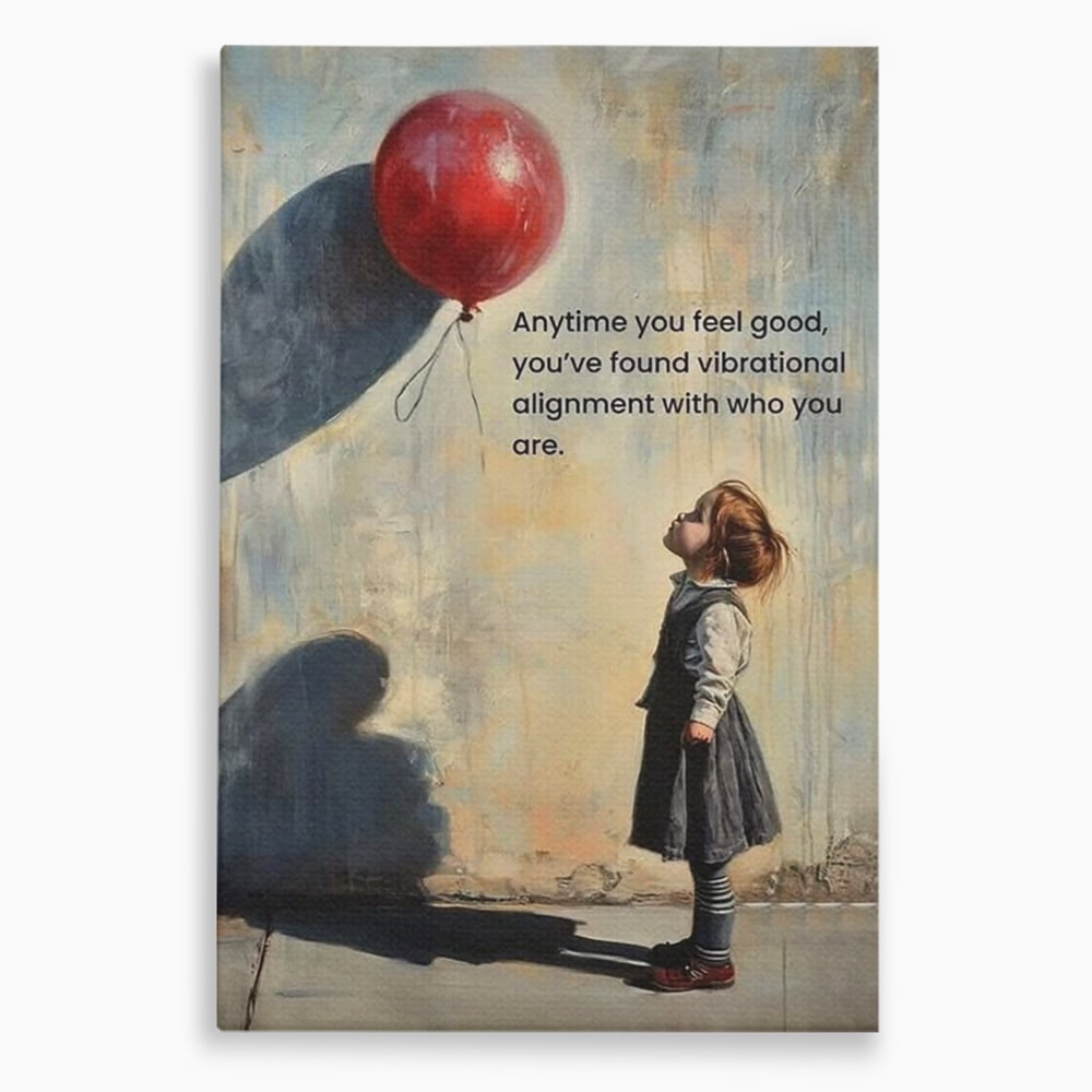 Tablou canvas cu tablou canvas cu fetita si balon rosu, fara rama, pe sasiu de lemn