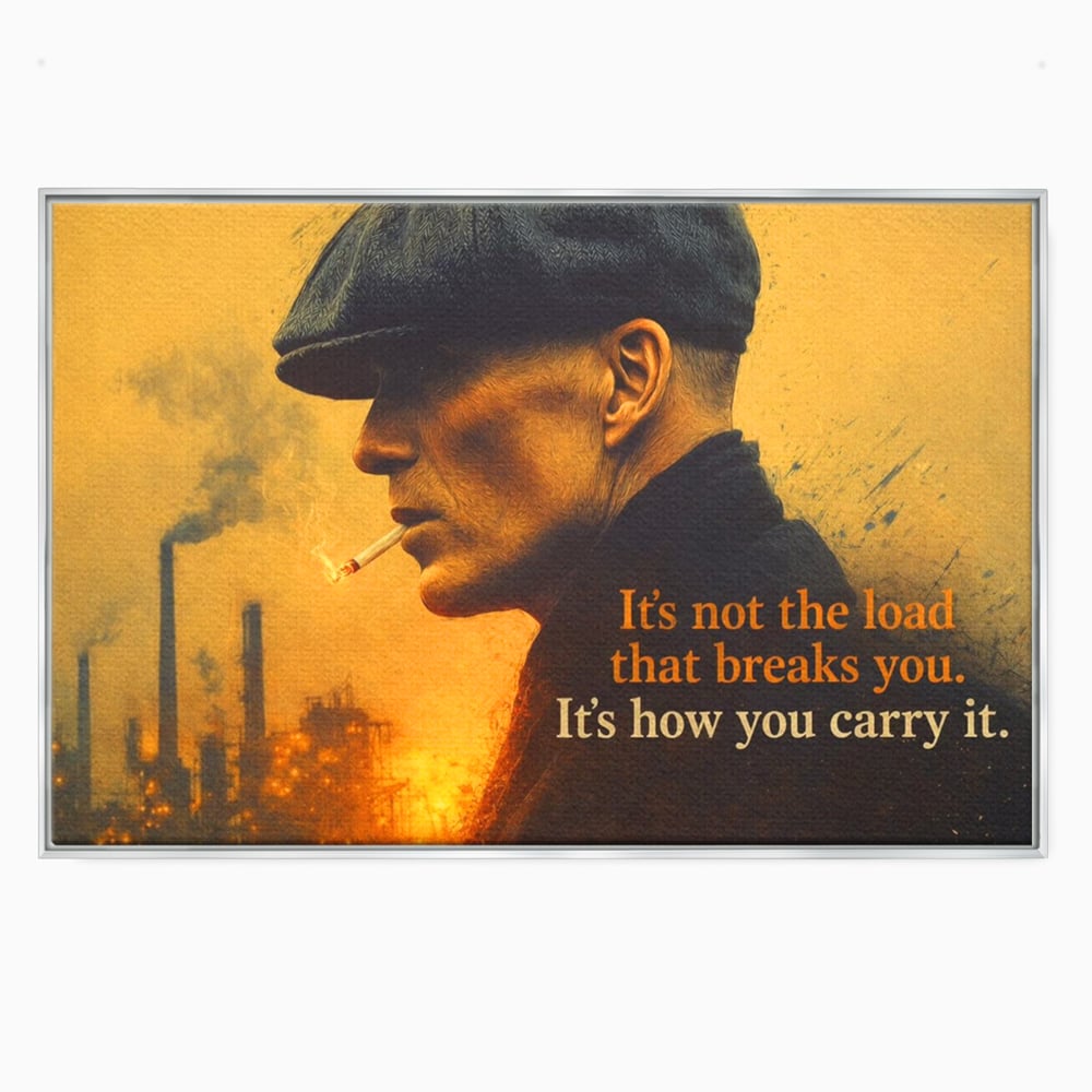 Tablou canvas cu tablou canvas cu personaj si mesaj motivational, in rama de aluminiu argintiu