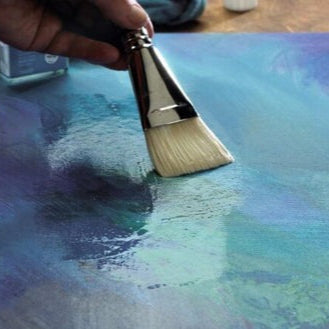 Tablou canvas cu pensula cu vopsea albastra pe panza
