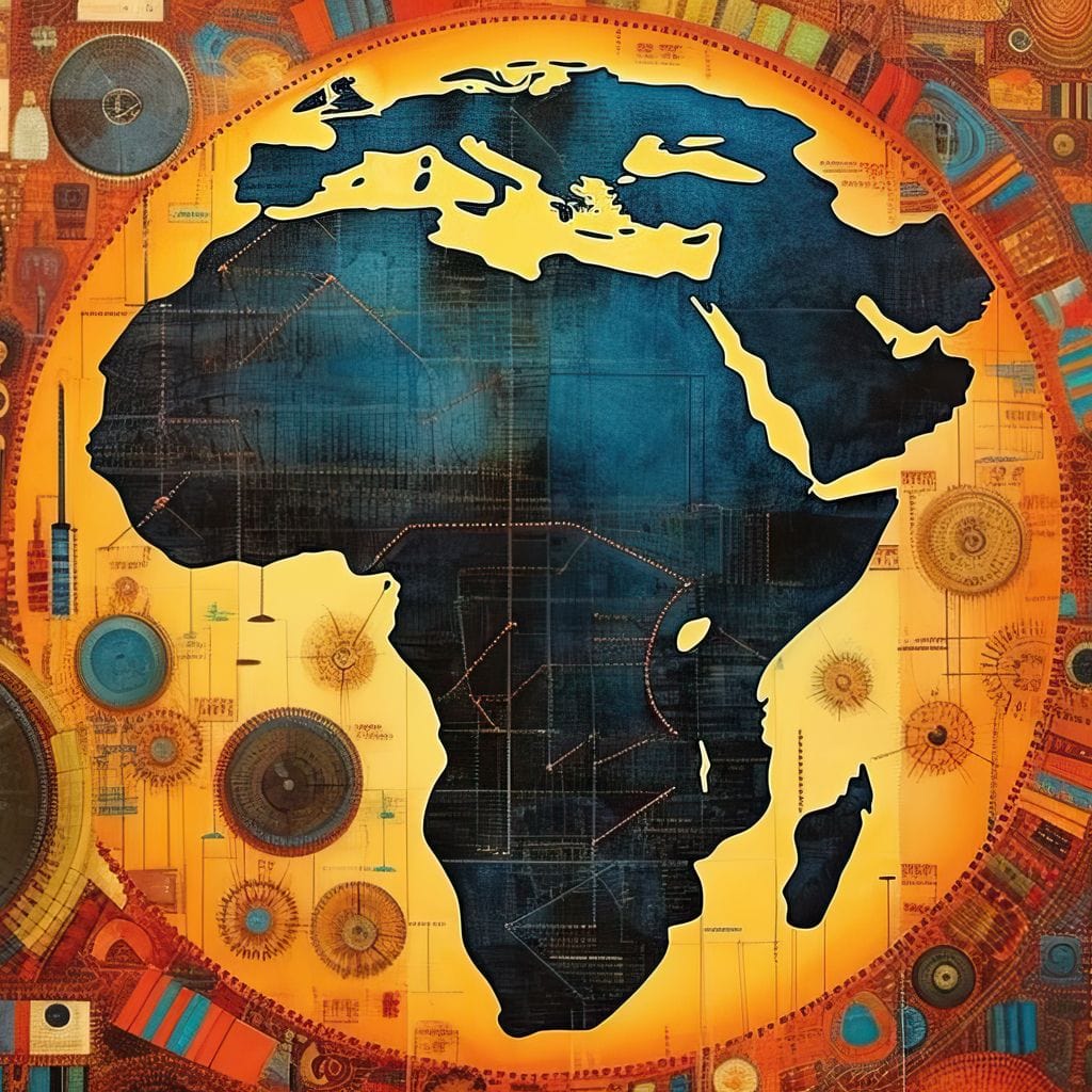 Tablou canvas cu tablou canvas cu harta africii stilizata