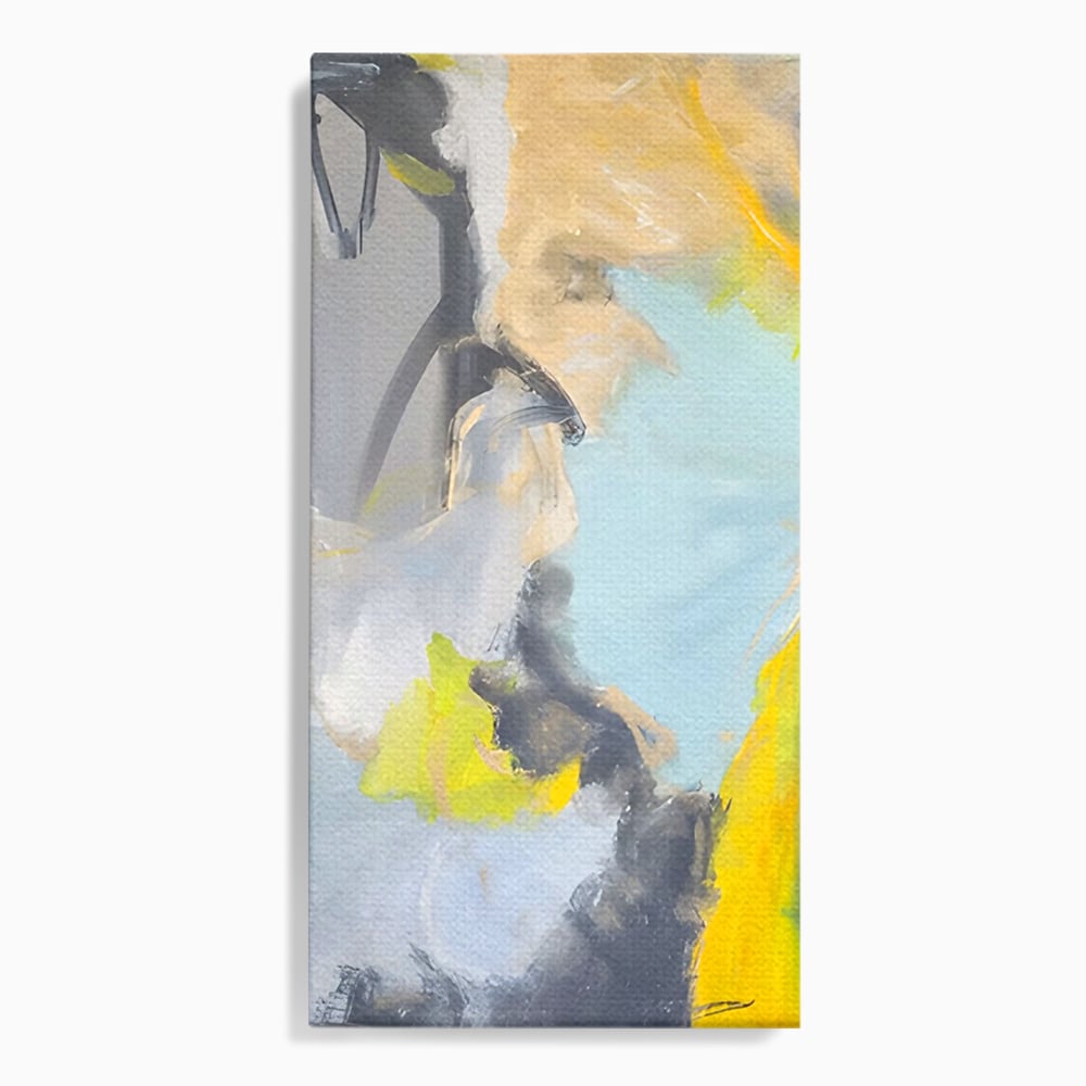 Tablou canvas cu pictura abstracta cu pete de culoare, fara rama, pe sasiu de lemn
