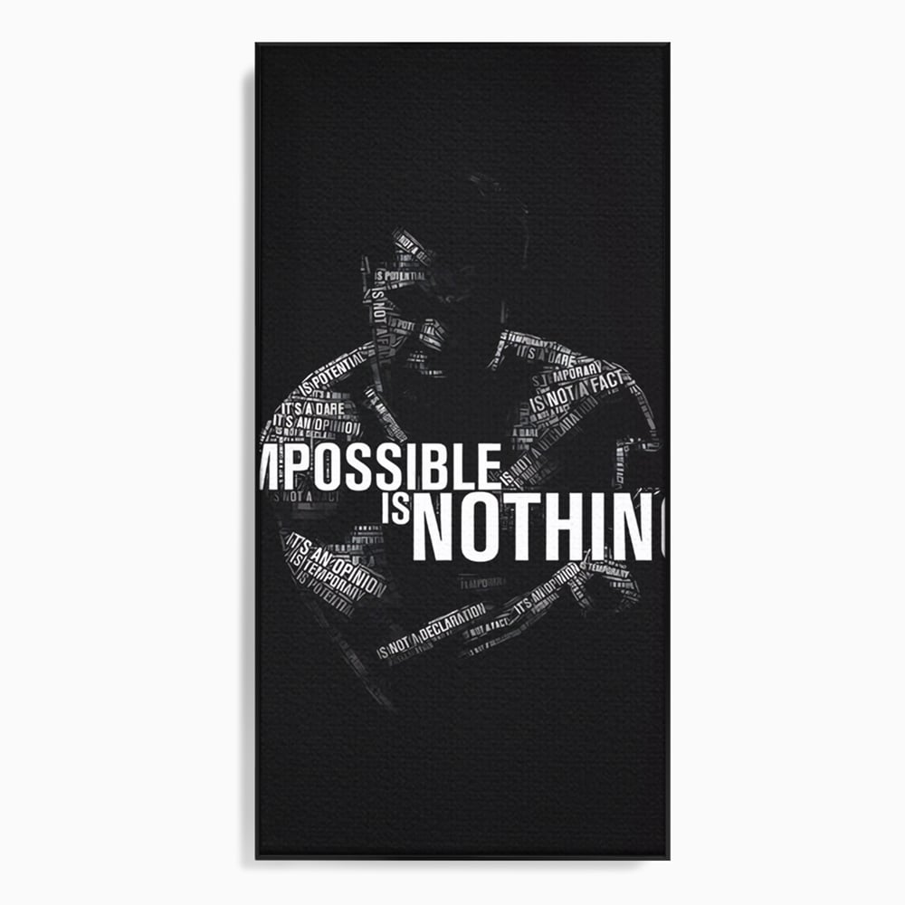 Tablou canvas cu tablou canvas cu silueta masculina si text motivational, in rama de aluminiu negru