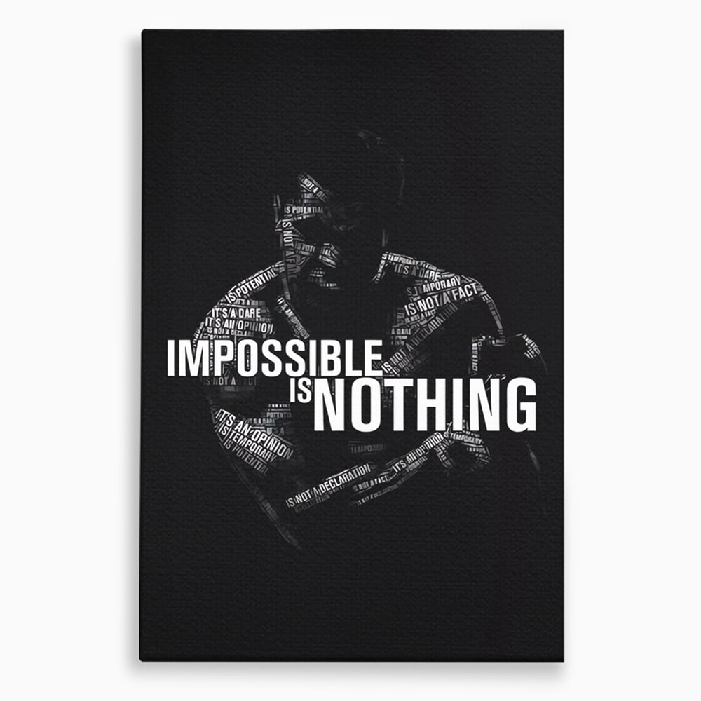Tablou canvas cu tablou canvas cu silueta masculina si text motivational, fara rama, pe sasiu de lemn
