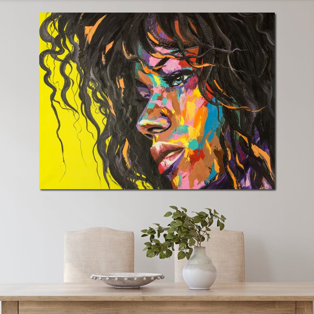 Pictura cu portret de femeie expresiva, tablou canvas pentru perete
