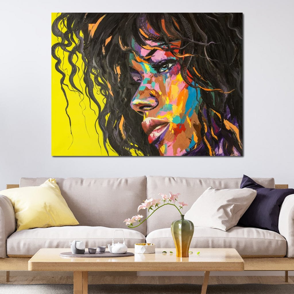 Tablou canvas decorativ cu pictura cu portret de femeie expresiva