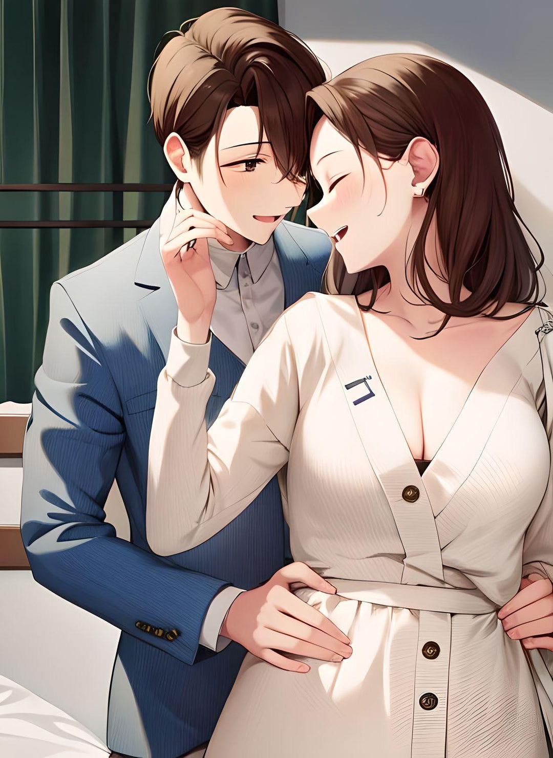 Tablou canvas cu ilustratie digitala cuplu in imbratisare