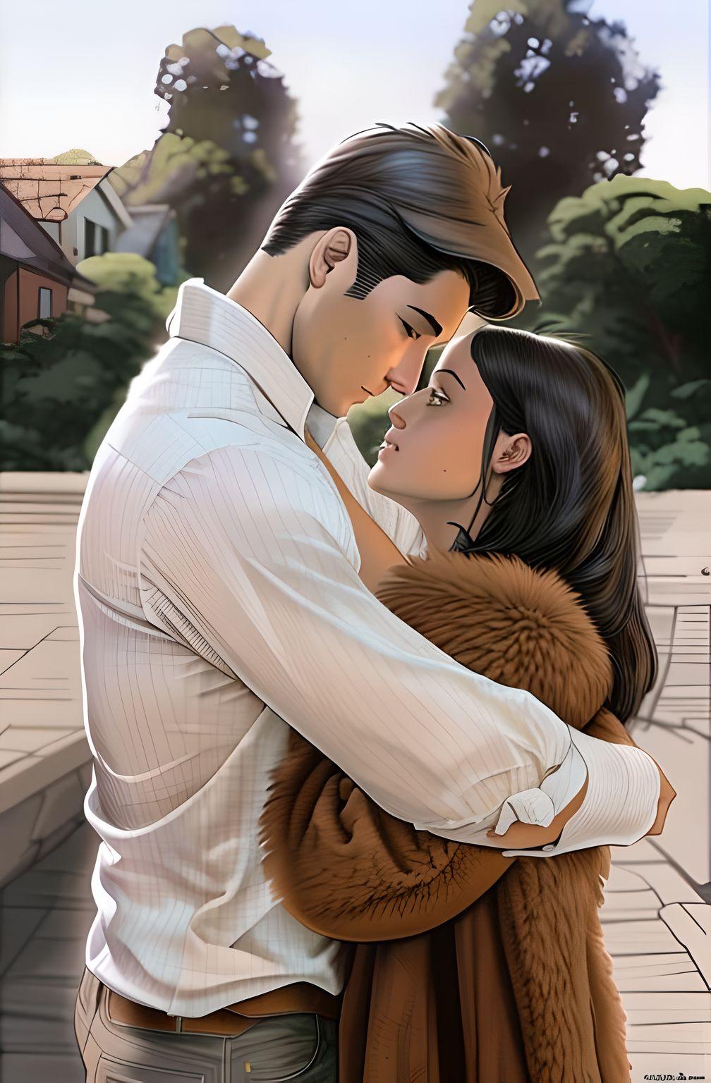 Tablou canvas decorativ cu ilustratie digitala cu un cuplu in stil american comic