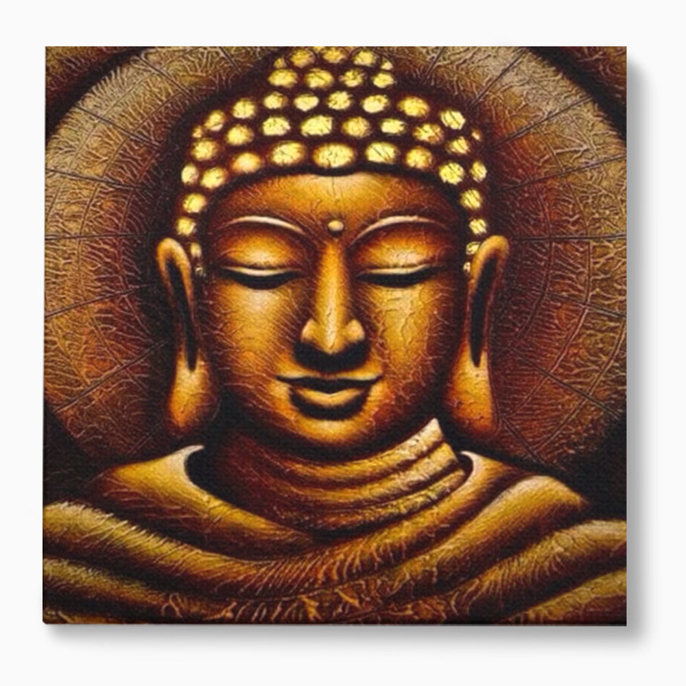 Tablou canvas cu tablou canvas cu chipul lui buddha, fara rama, pe sasiu de lemn