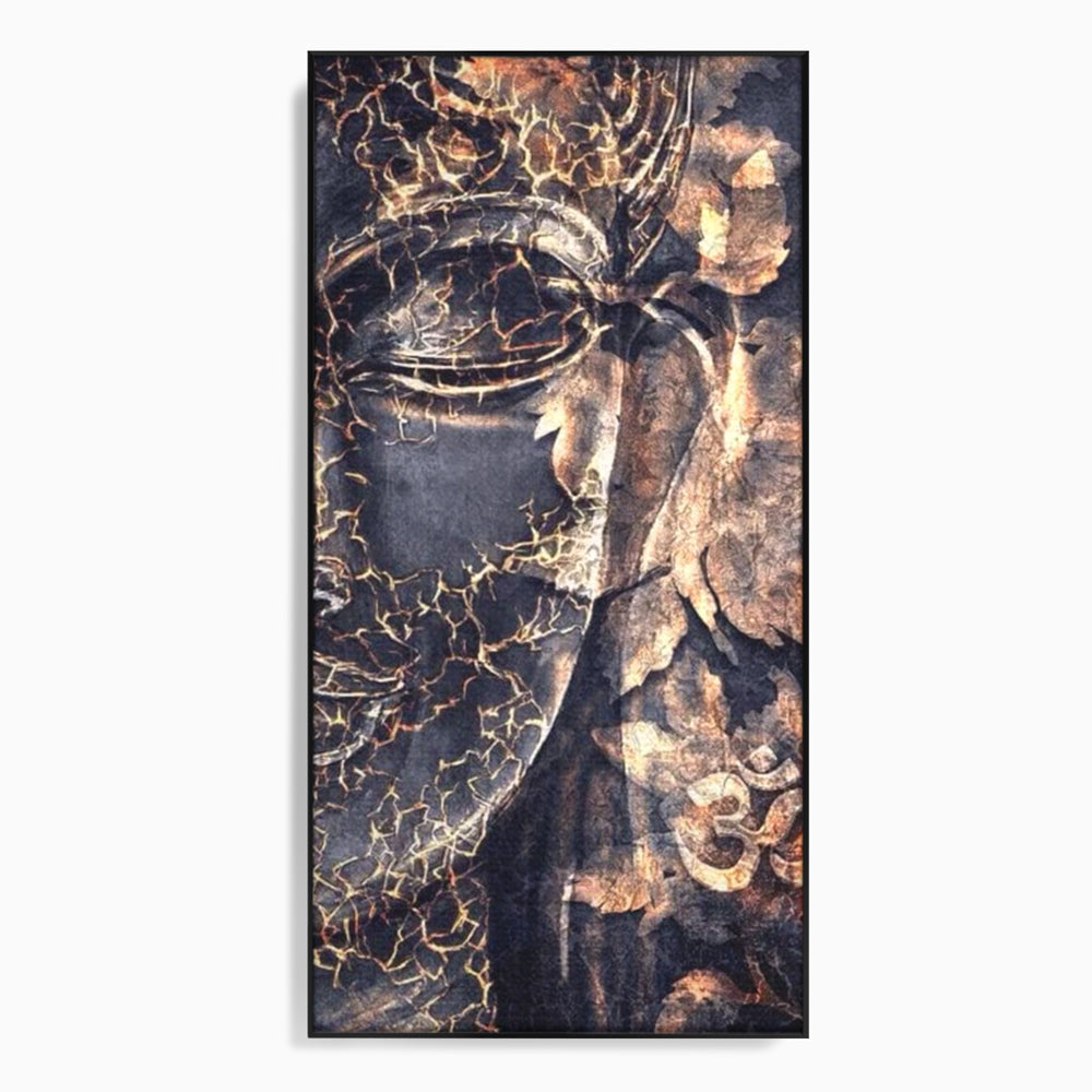 Tablou canvas cu tablou canvas cu chipul lui buddha, in rama de aluminiu negru