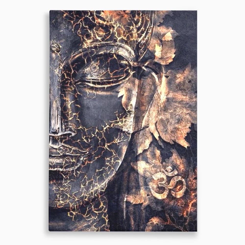 Tablou canvas cu tablou canvas cu chipul lui buddha, fara rama, pe sasiu de lemn