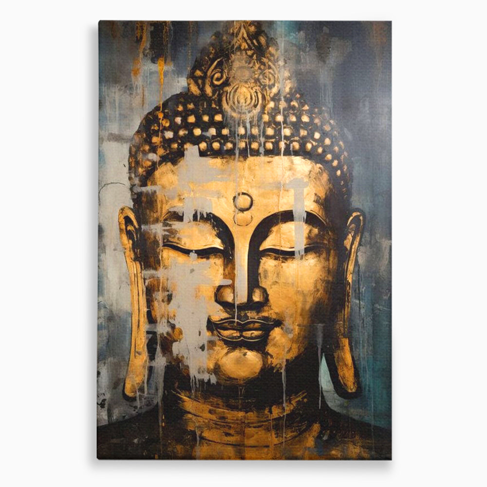 Tablou canvas cu tablou canvas cu chipul lui buddha, fara rama, pe sasiu de lemn