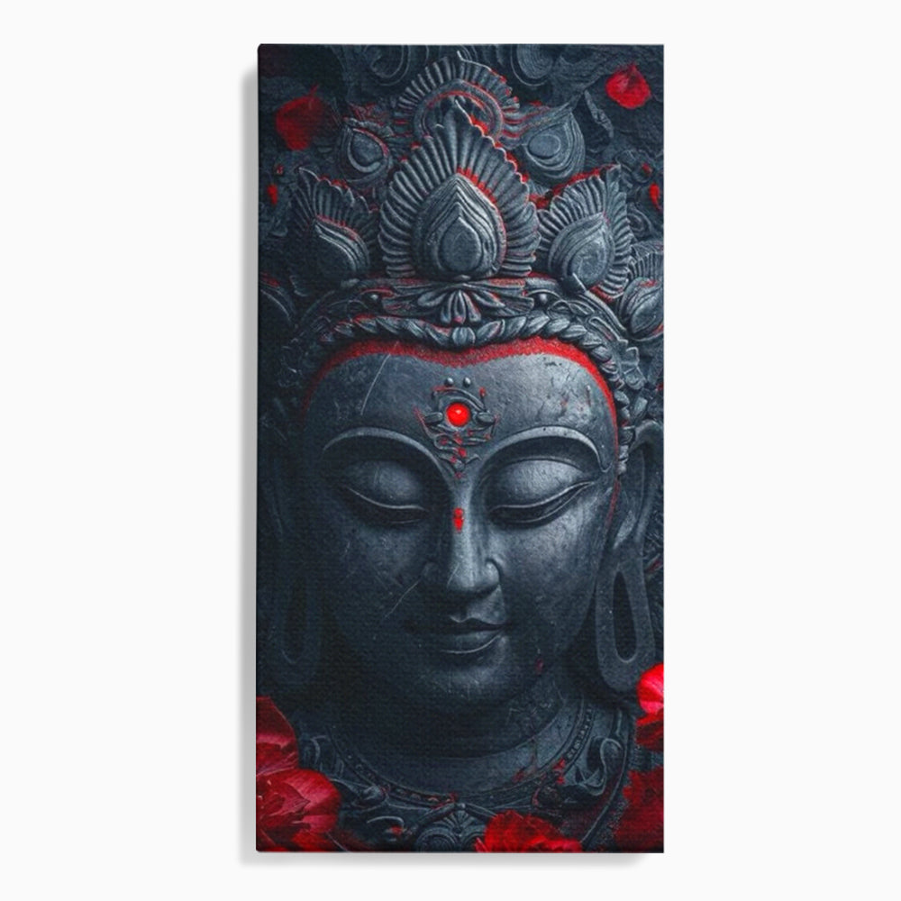 Tablou canvas cu tablou canvas cu capul lui buddha, fara rama, pe sasiu de lemn