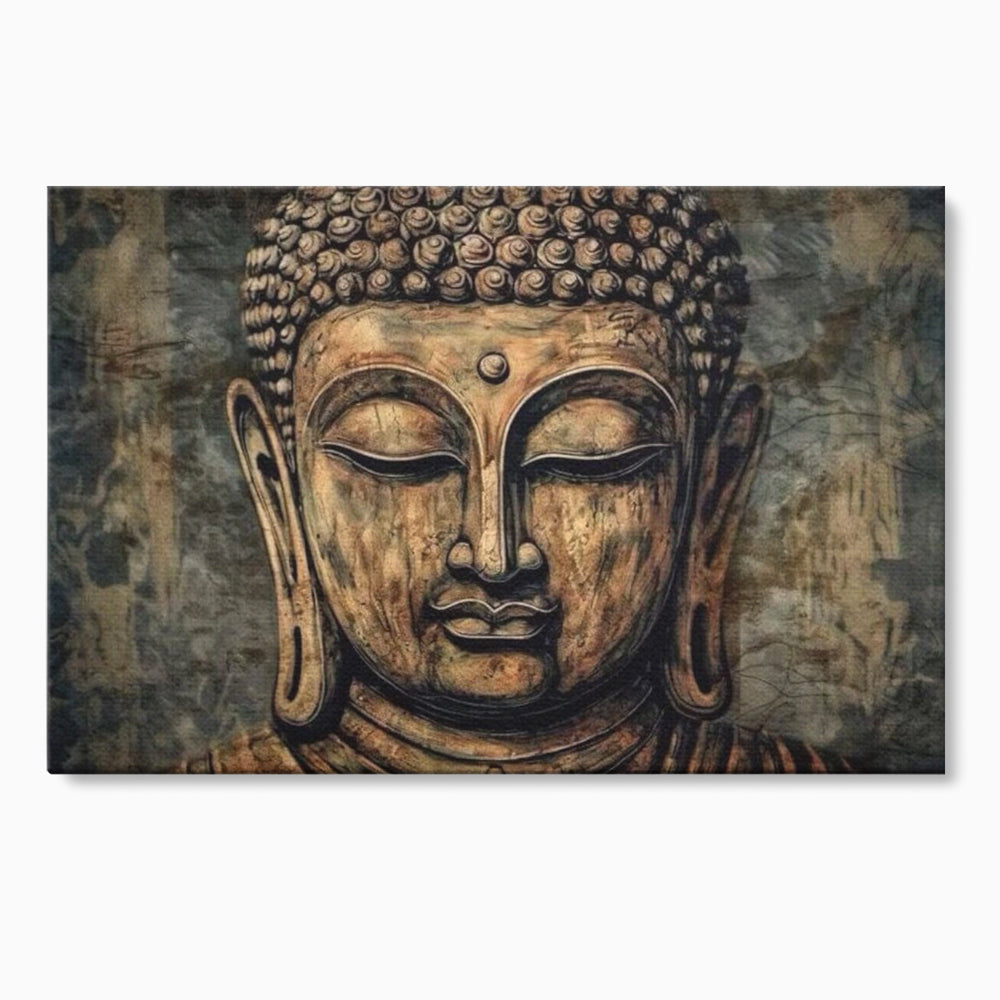 Tablou canvas cu tablou canvas cu capul lui buddha, fara rama, pe sasiu de lemn