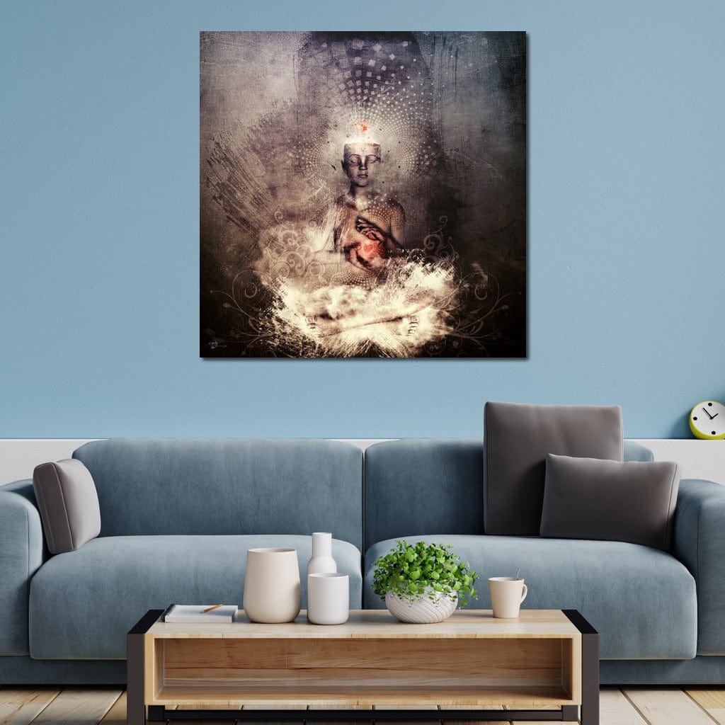 Tablou Canvas Premium LuxCanva® I119, Fiinta Cosmica, Buddha, Inima, Iluminare, Transcendenta, Pace Interioara, Esenta, Univers, Spiritualitate, Zen