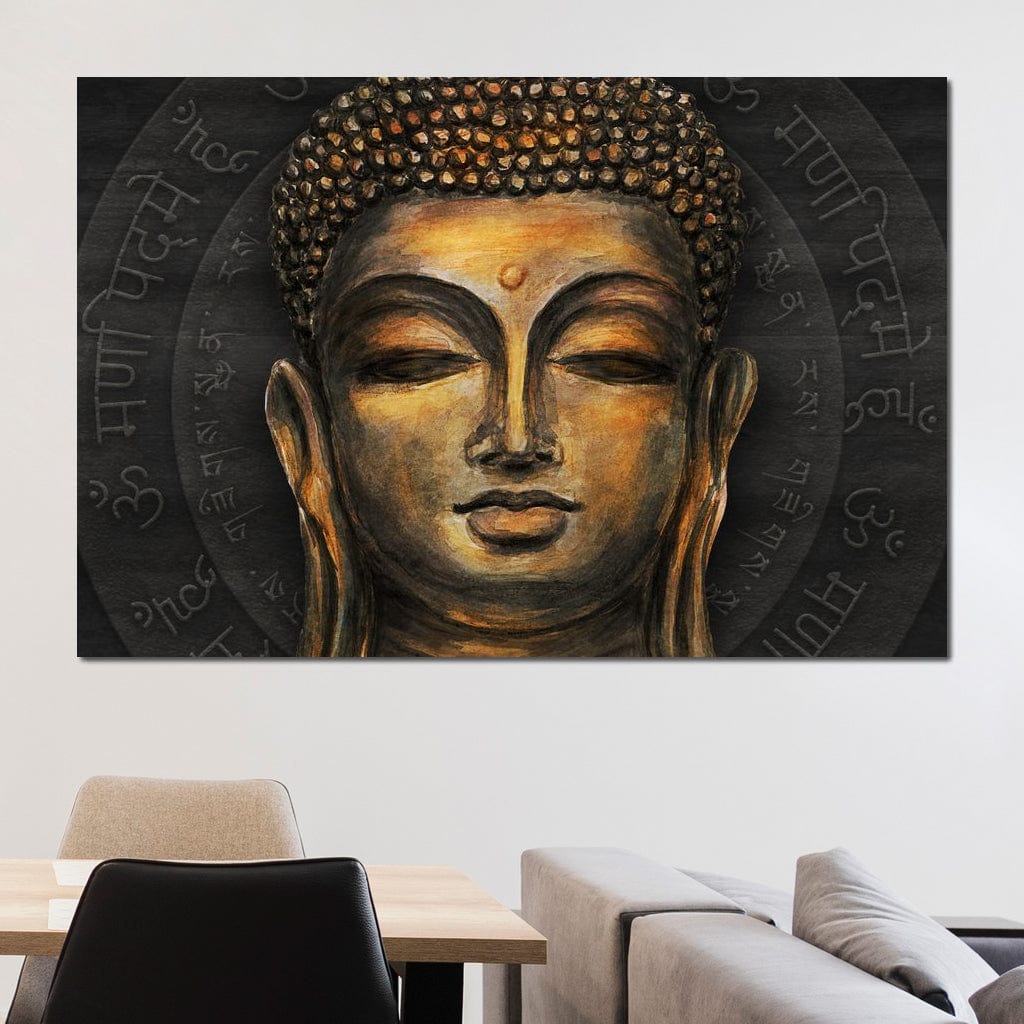 Tablou Canvas Premium LuxCanva® I110, Traieste Zen, Buddha, Zen, Templu, Mantra, Auriu, Echilibru, Ritual, Liniste, Sacru, Meditatie, Armonie, Urna