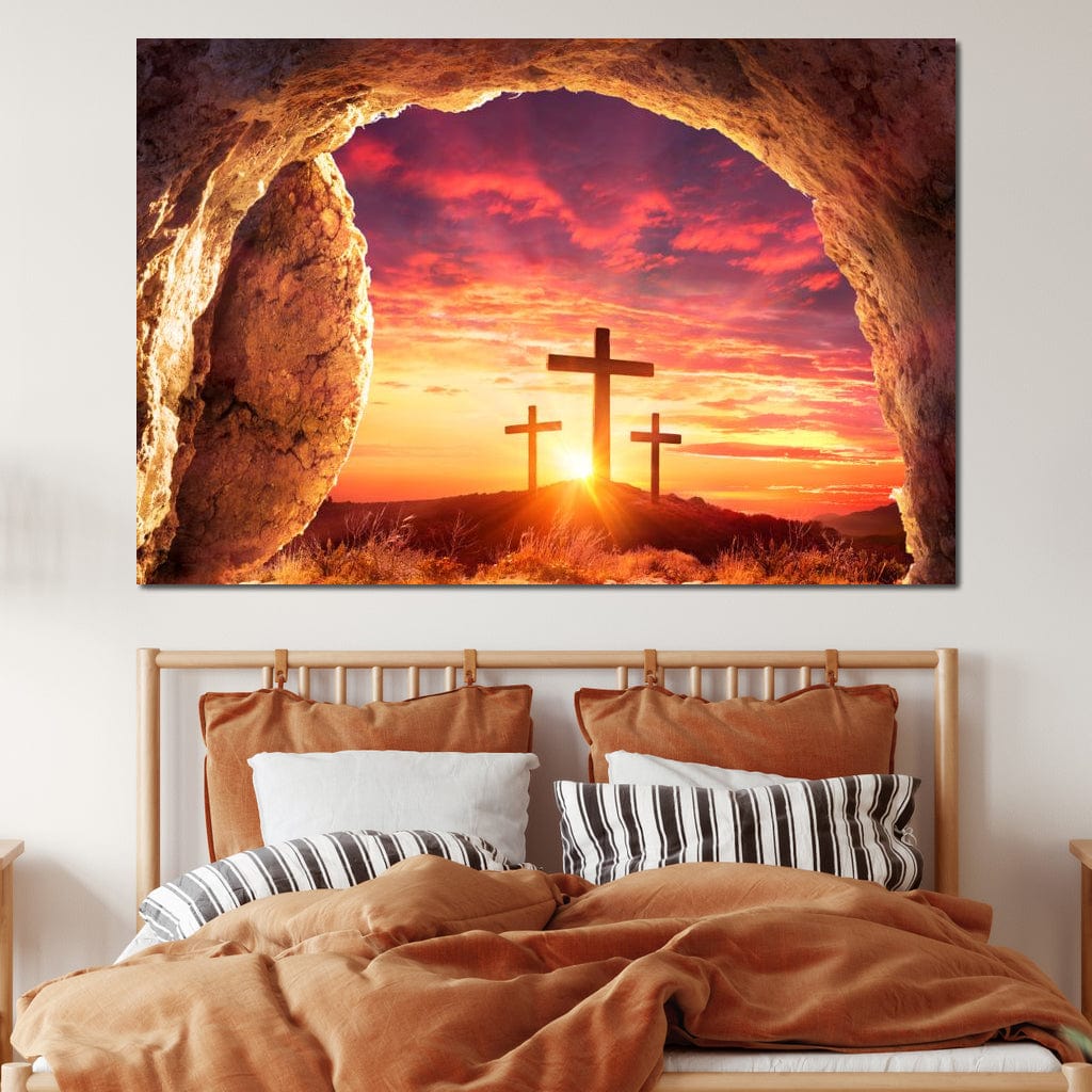 Tablou Canvas Premium LuxCanva® H1017 Lumina Invierii , Cruce, Inviere, Lumina, Jertfa, Promisiune, Rasarit, Salvare, Vesnicie, Living, Dormitor