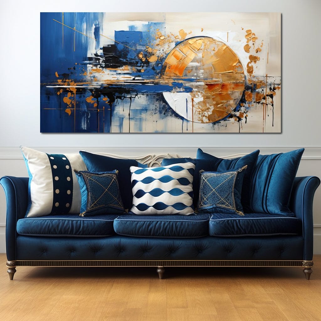 Tablou Canvas Premium, LuxCanva® J1022, Eclipsa de Aur, Stralucire, Eleganta, Flux, Univers, Inaltare, Vortex, Dans, Culori, Valuri, Auriu, Living, Dormitor