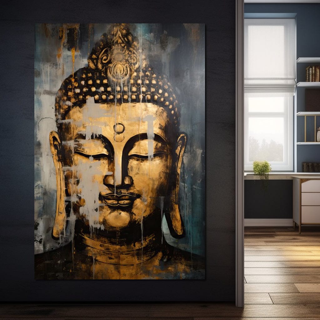 Tablou Canvas Premium LuxCanva® I126, Spirit Etern, Buddha, Zen, Meditatie, Spiritualitate, Armonie, Pace Interioara, Echilibru, Ritual, Urna, Gold, Living, Dormitor