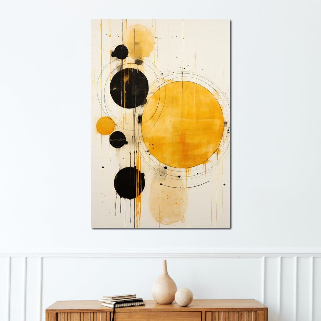 Tablou Canvas Premium, LuxCanva® J1025, Orologiul Universului, Eclipsa, Atractie, Radiatie, Galben, Negru, Mister, Infinit, Cercuri, Solar, Umbre, Living, Dormitor