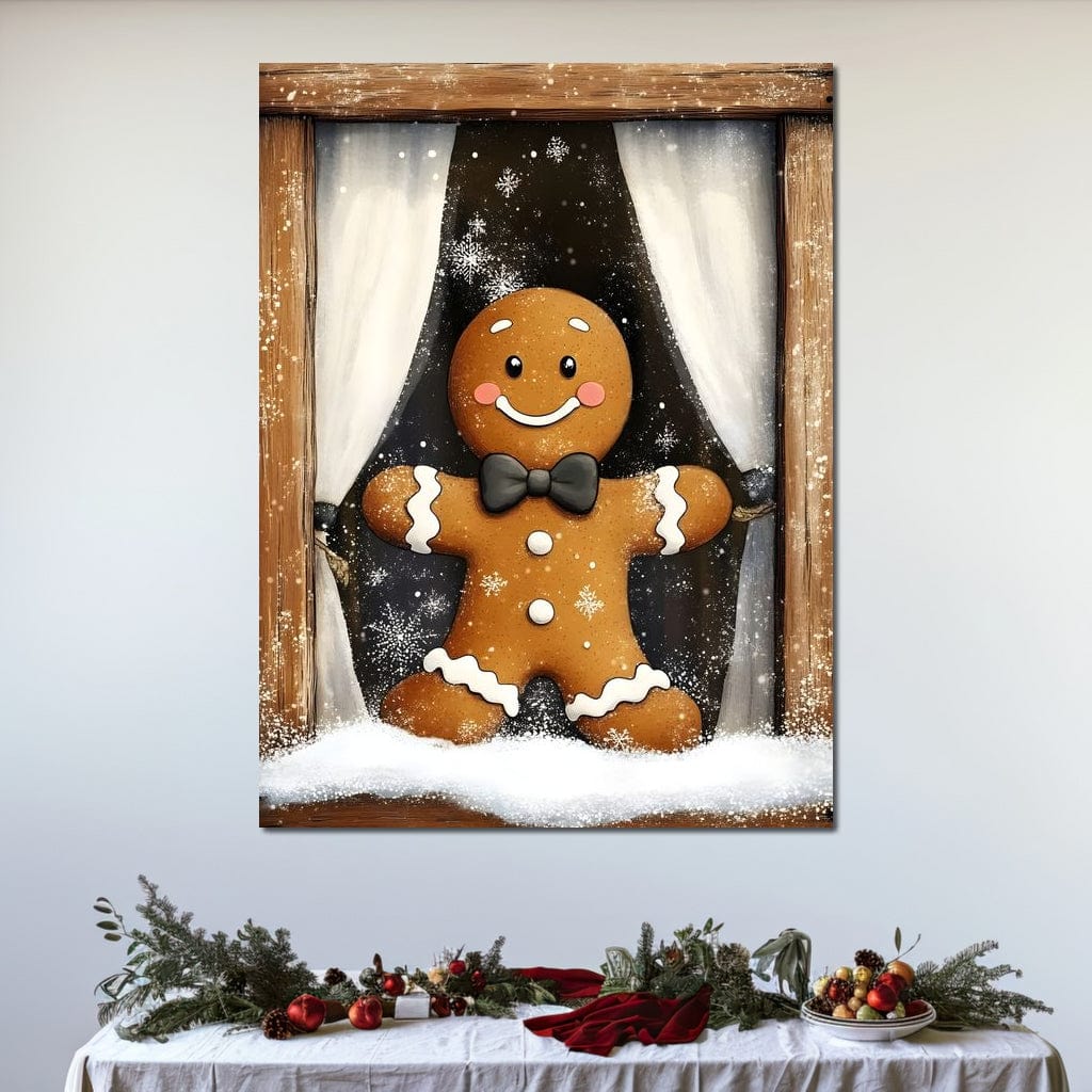 Tablou Canvas Premium, LuxCanva® D1064, Fereastra Magica, Salut, Oaspete, Dulce, Zambet, Geam, Iarna, Omulet, Turta, Dulce, Basm, Surpriza, Bucurie, Noapte, Basm, Camera Copil, Living, Dormitor