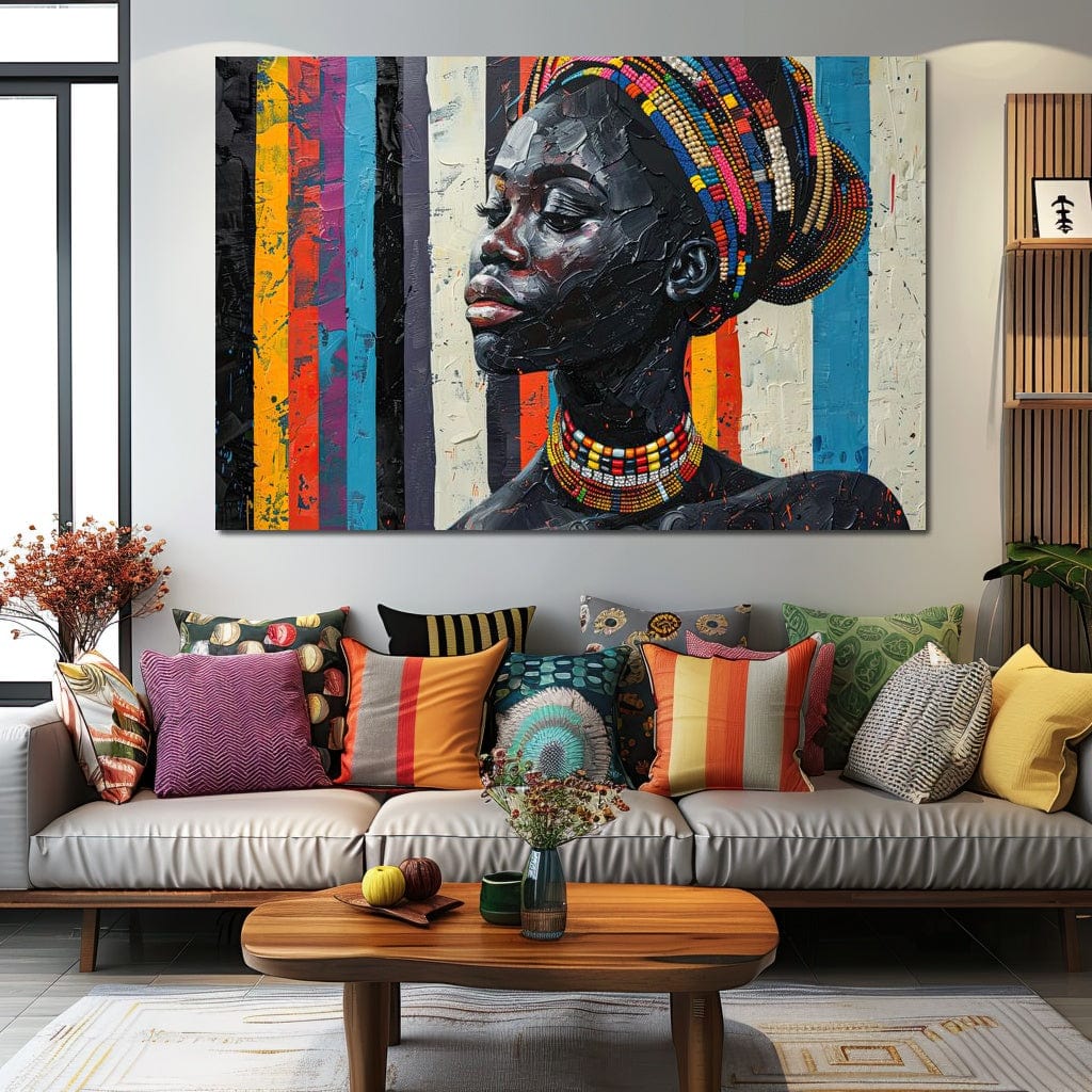 Tablou Canvas Premium, LuxCanva® G1118, Poveste din Africa,  Culori, Margele, Tribal, Contraste, Spirit, Perle, Identitate, Profil, Eleganta, Living, Dormitor