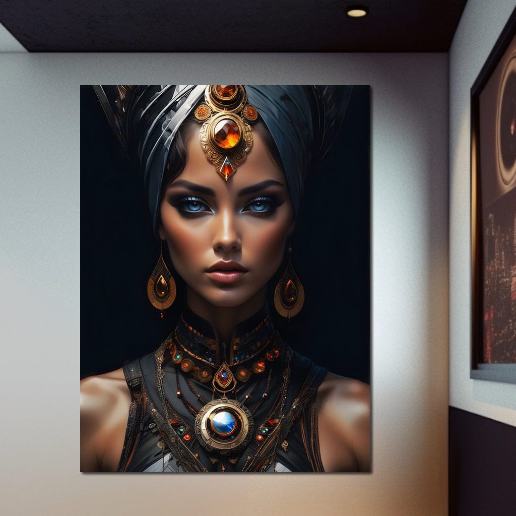 Tablou Canvas Premium, LuxCanva® G1092, Femeia Oracol, Mistic, Regalitate, Frumusete, Enigma, Sacralitate, Aur, Safir, Fantasmic, Living, Dormitor