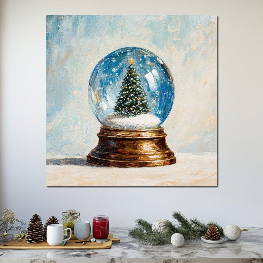 Tablou Canvas Premium LuxCanva® D1038, Bradul din Globul Fermecat , Glob, Brad, Decoratiune, Auriu, Muzical, Living Room, Culori vibrante