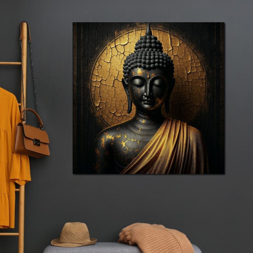 Tablou Canvas Premium LuxCanva® I131, Iluminarea Tacuta, Buddha, Zen, Spiritualitate, Meditatie, Armonie, Iluminare, Echilibru, Gold, Cadou Simbolic, Living, Dormitor