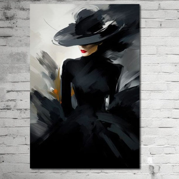 Tablou Canvas Premium LuxCanva® GX1052, Fascinatia Necunoscutului , Negru, Putere, Mister, Enigma, Moda, Seductie, Glamour, Living, Dormitor