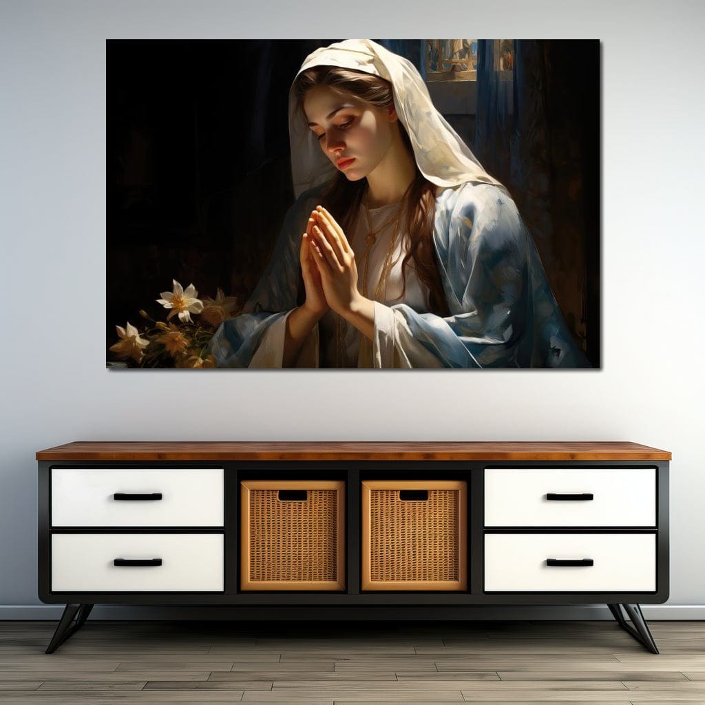 Tablou Canvas Premium LuxCanva® H1037, Mama Luminii, Fecioara Maria, Rugaciune, Lumina, Credinta, Pace, Har, Blandete, Divin, Arta Religioasa, Living, Dormitor