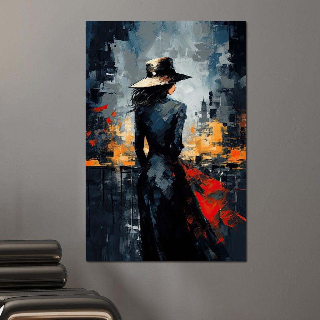 Tablou Canvas Premium LuxCanva® G1041, Privind spre Necunoscut , Oras, Visare, Orizont, Trecut, Viitor, Apus, Mister, Palarie, Living, Dormitor