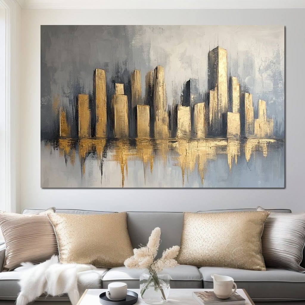 Tablou Canvas Premium, LuxCanva® O1021, Orasul din Vis, Abstract, Elegant, Aurora, Urban, Rafinat, Eteric, Luxos, Calm, Simetric, Oniric, Catifea, Geometrii, Foc, Ceata, Reflexii, Birou, Living,