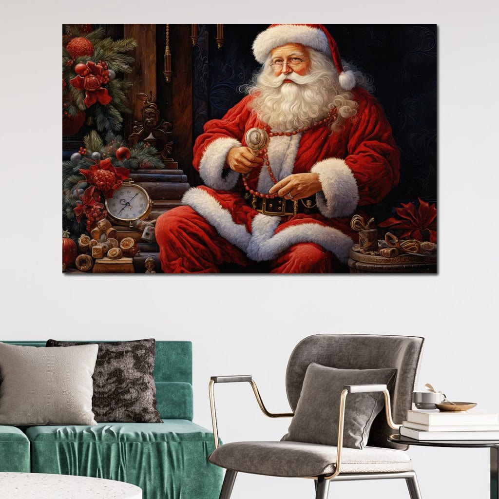 Tablou Canvas Premium LuxCanva® D1012, Minunatul Mos Craciun , Brad, Costum, Catifea, Santa, Magie, Living Room, Culori vibrante