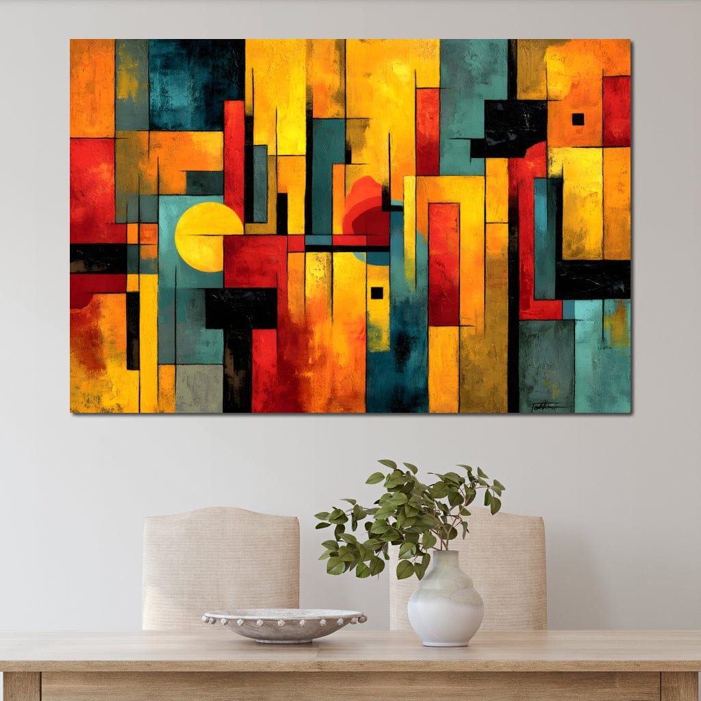 Tablou Canvas Premium, LuxCanva® J1027, Orasul Culorilor, Metropola, Urbana, Solar, Vise, Falii, Energie, Dinamism, Vibratie, Contraste, Intensitate, Living, Dormitor