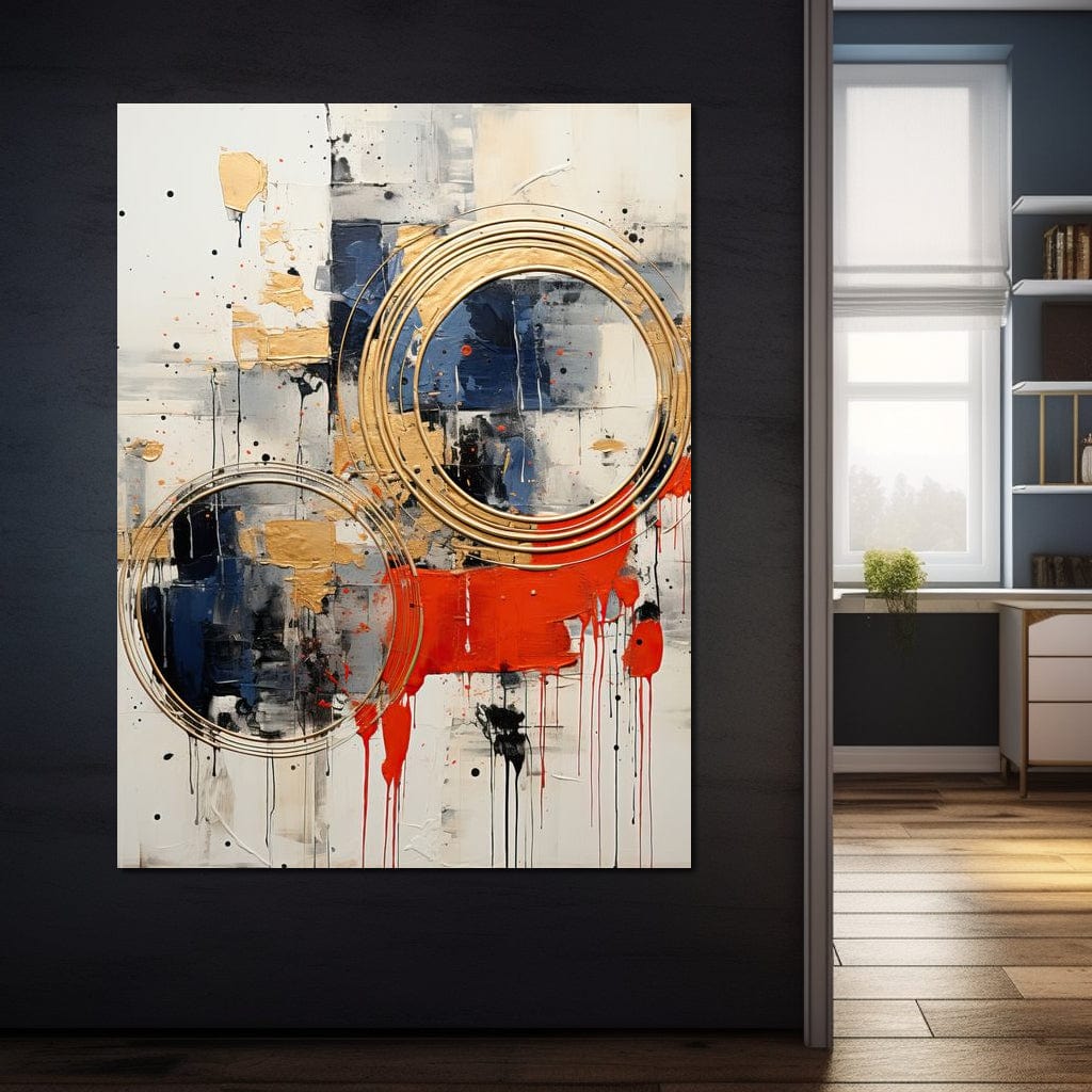 Tablou Canvas Premium, LuxCanva® J1020, Cercurile Timpului, Emotie, Cercuri, Aurii, Curgator, Compozitie, Decor, Statement, Impact, Frumos, Tuse, Living, Dormitor