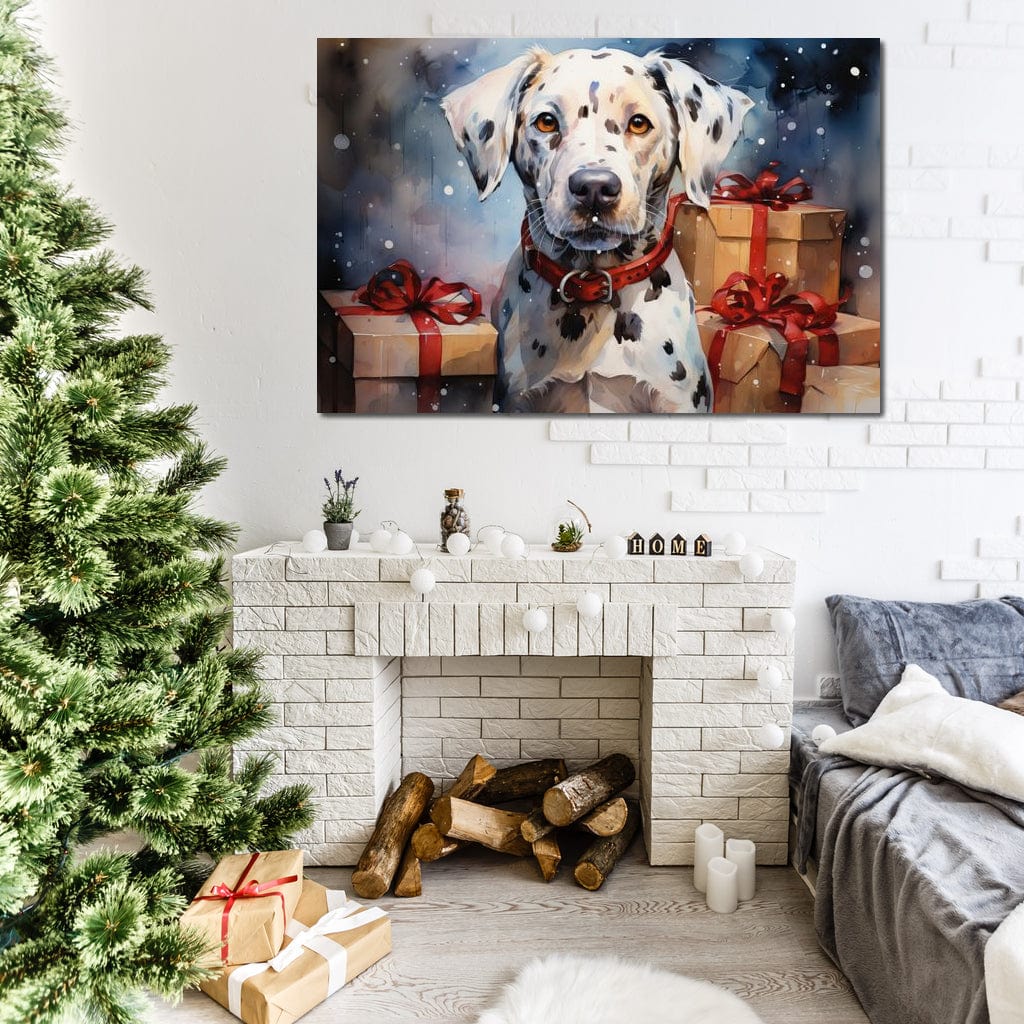 Tablou Canvas Premium LuxCanva® D1036, 101 Dalmatieni , Dalmatian, Desene Animate, Santa Pete, Zgarda, Festiv, Living Room, Culori vibrante